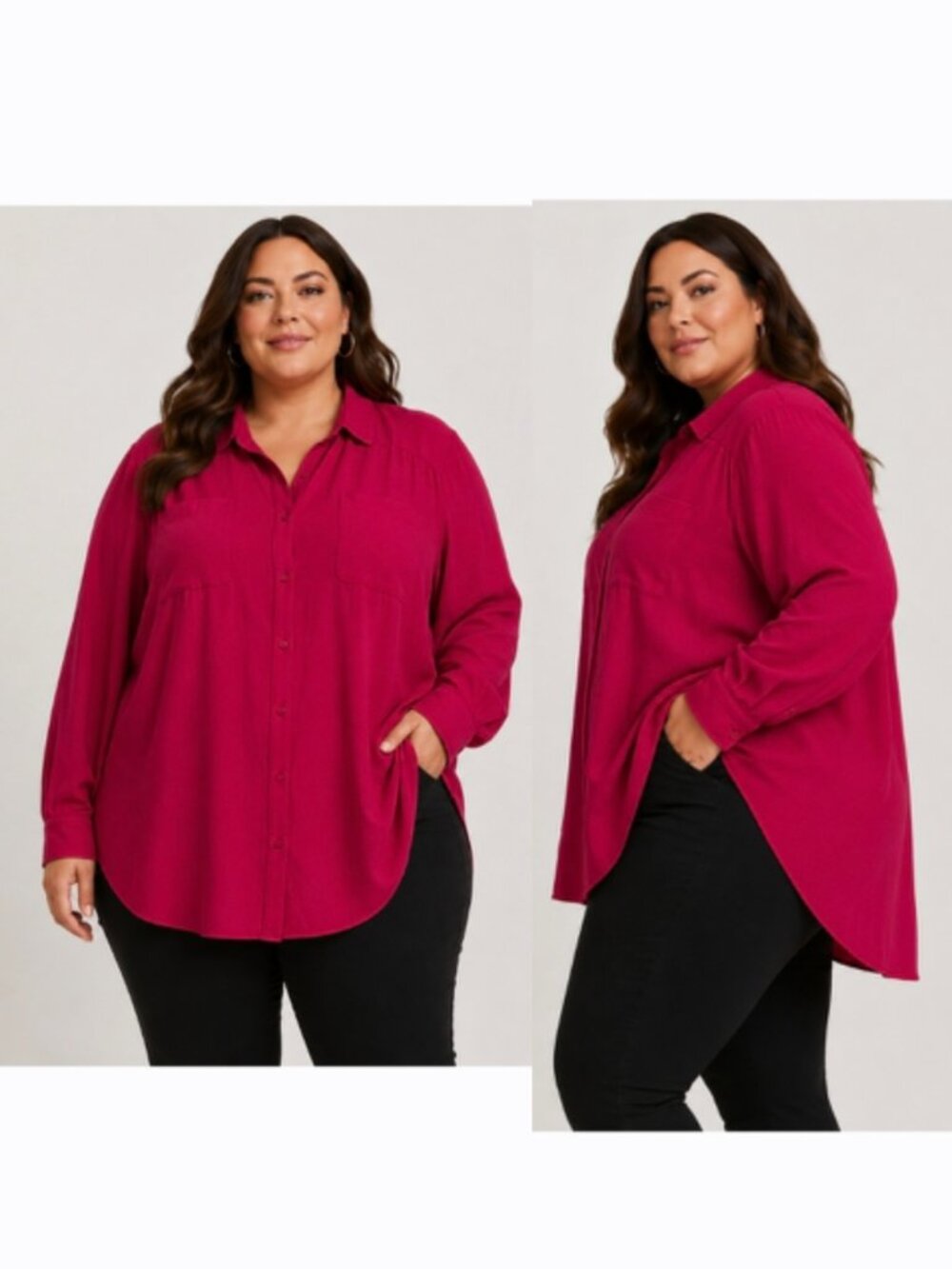 Torrid Classic button-front Red Blouse Like New Plus Size 3X